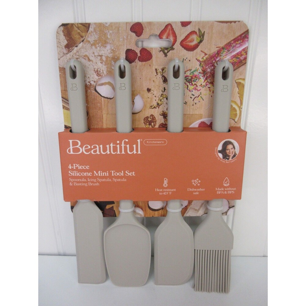 Beautiful Silicone Mini Kitchen Utensil 4Pc Set Porcini Taupe by Drew Barry